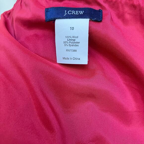 J. Crew Dress Sz 10 Red Wool Strapless Midi Zip up Classic Preppy Careerwear - Picture 9 of 11